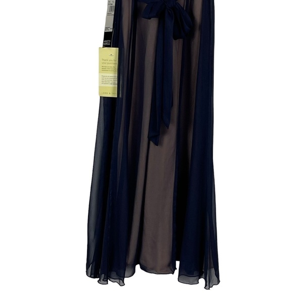 ADRIANNA PAPELL SHEER FLUTTER SLEEVE V NECK BEAD EMBROIDERED COCKTAIL DRESS - Picture 9 of 13